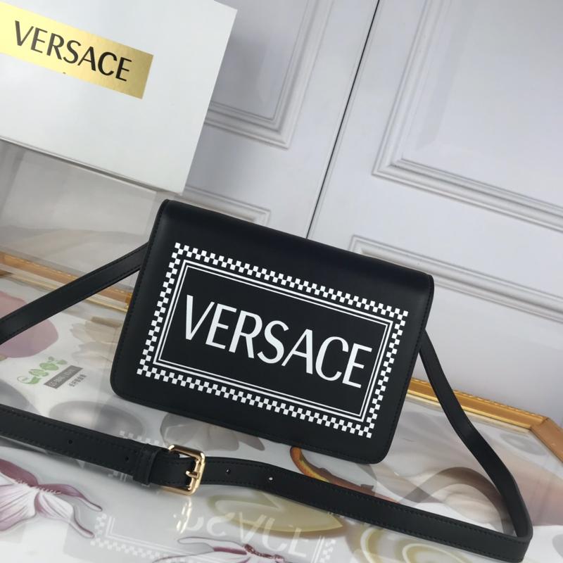 Versace Chain Handbags DBFG817 Full leather black white font